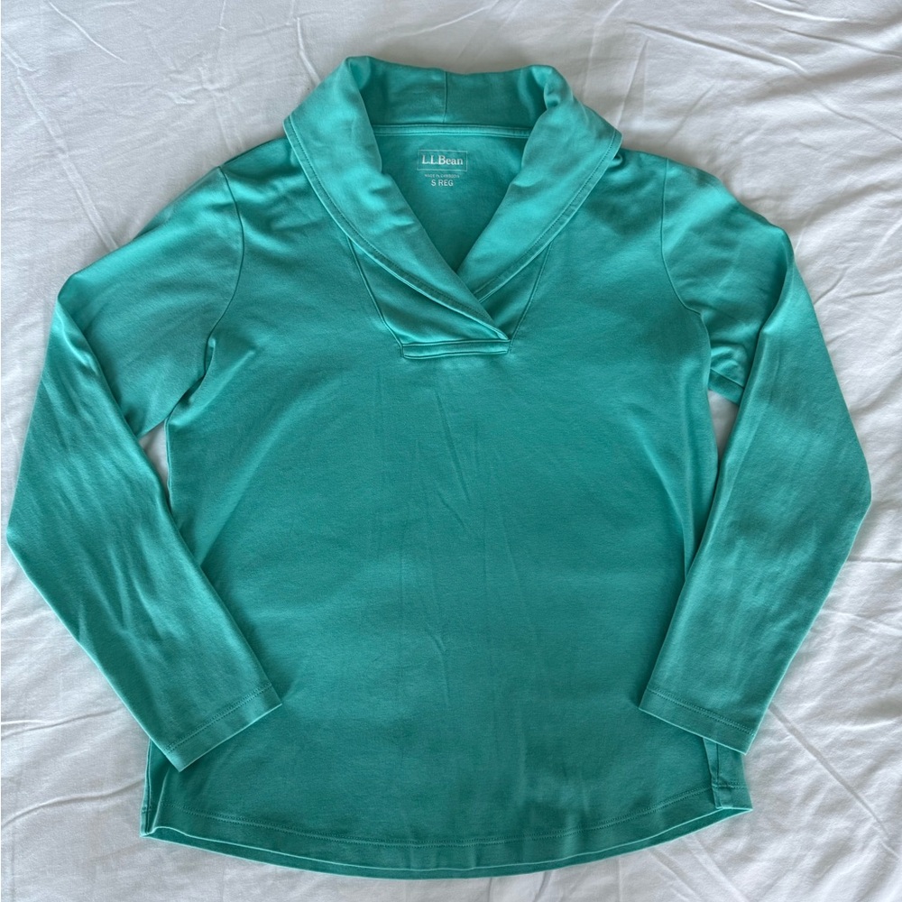 L.L. Bean Shawl Collar Shirt in Silver Pine